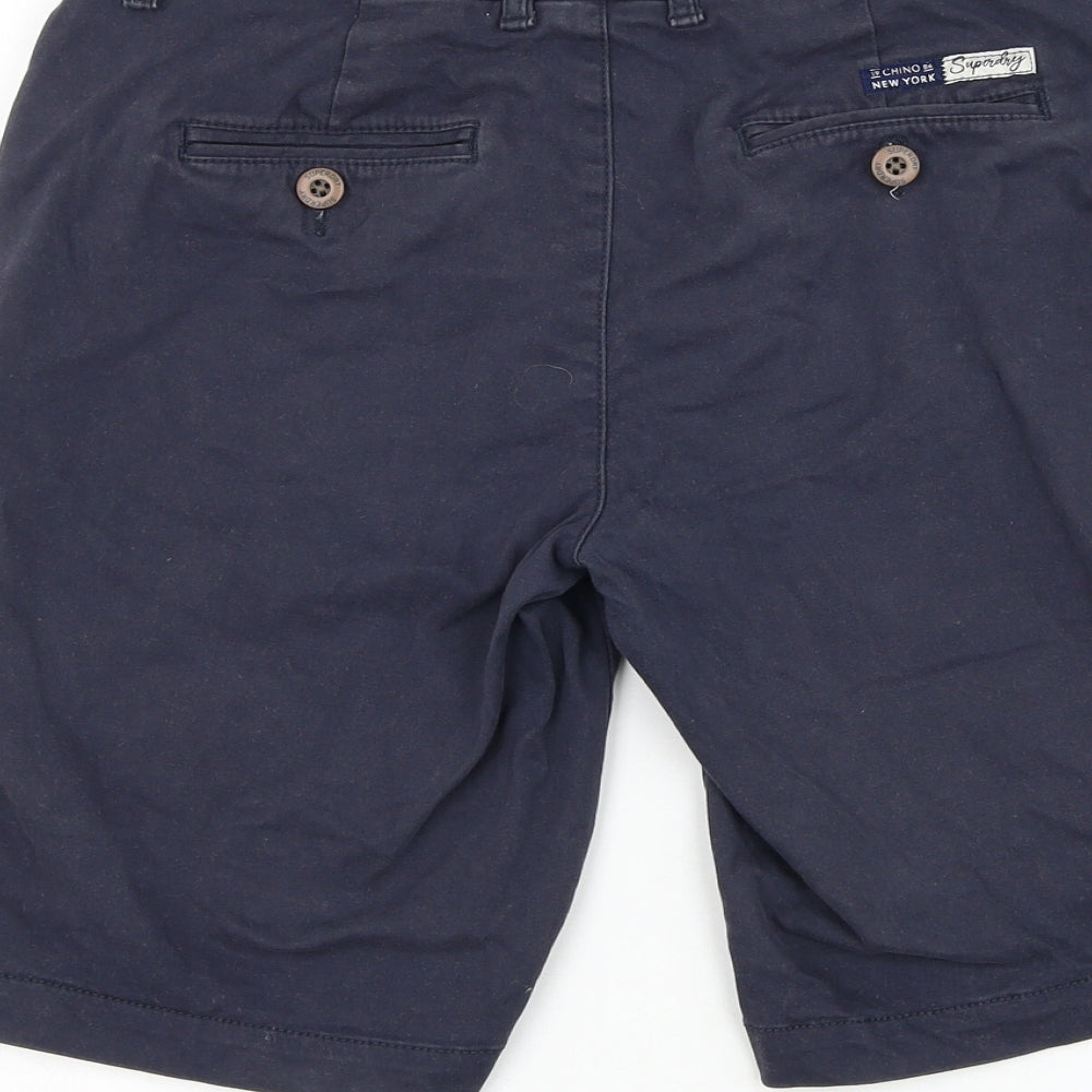 Superdry Womens Blue Cotton Chino Shorts Size 8 L10 in Regular Zip
