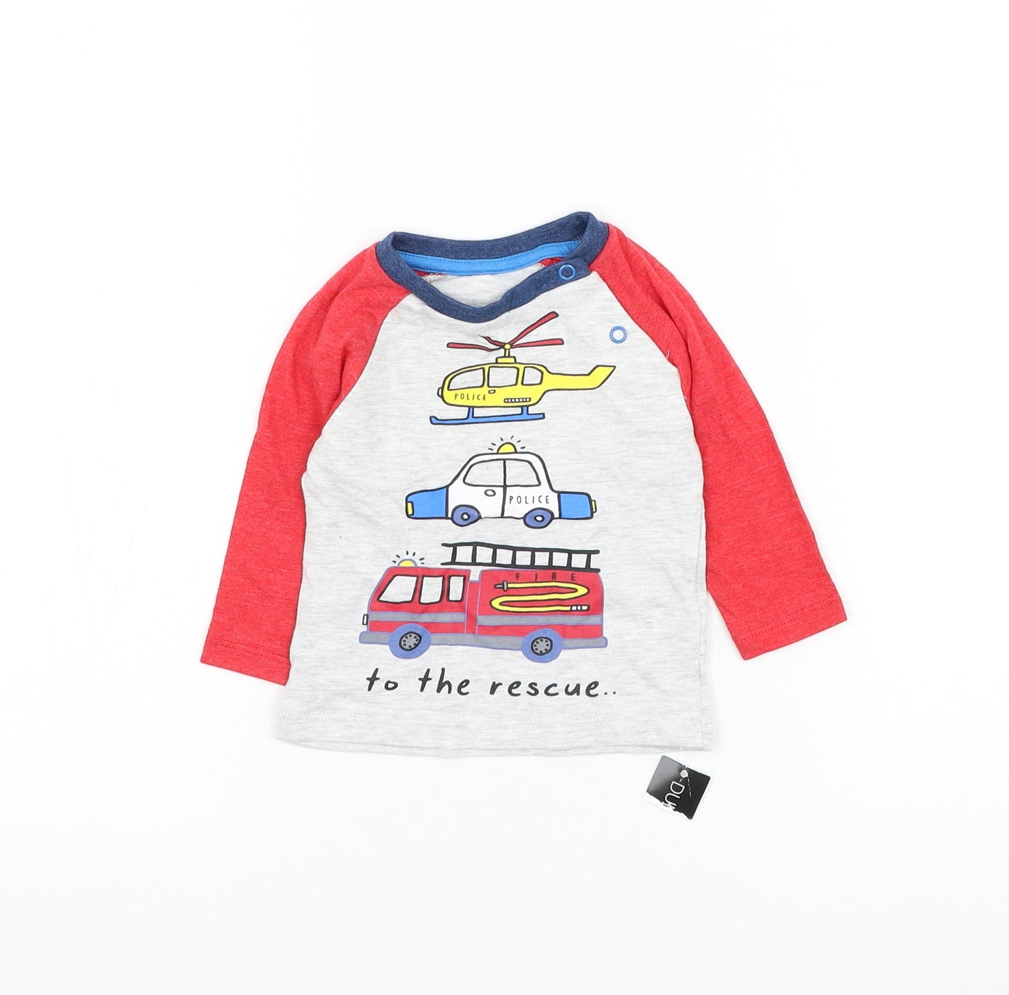 Dunnes Stores Boys Grey Cotton Basic T-Shirt Size 0-3 Months Round Neck Pullover - To The Rescue