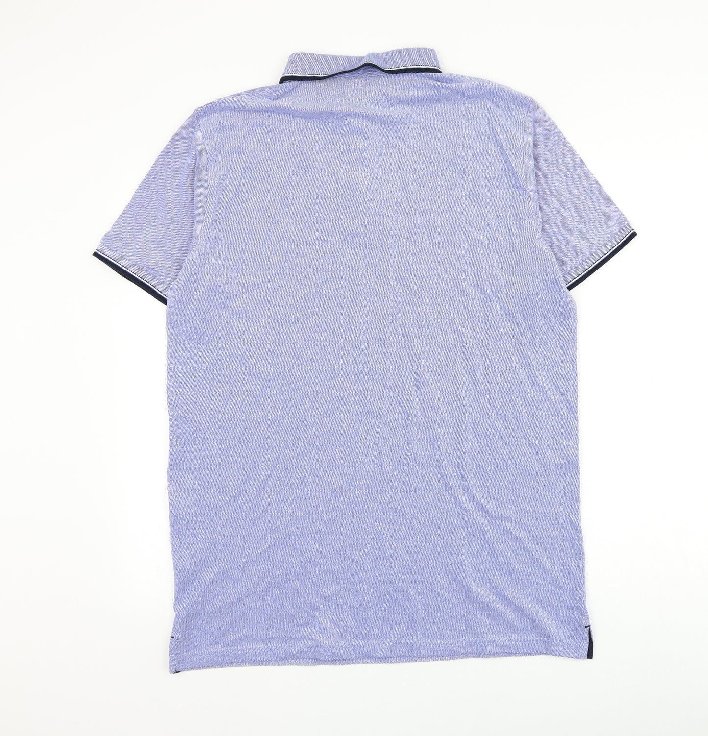 Dunnes Stores Mens Blue Cotton Polo Size L Collared Button