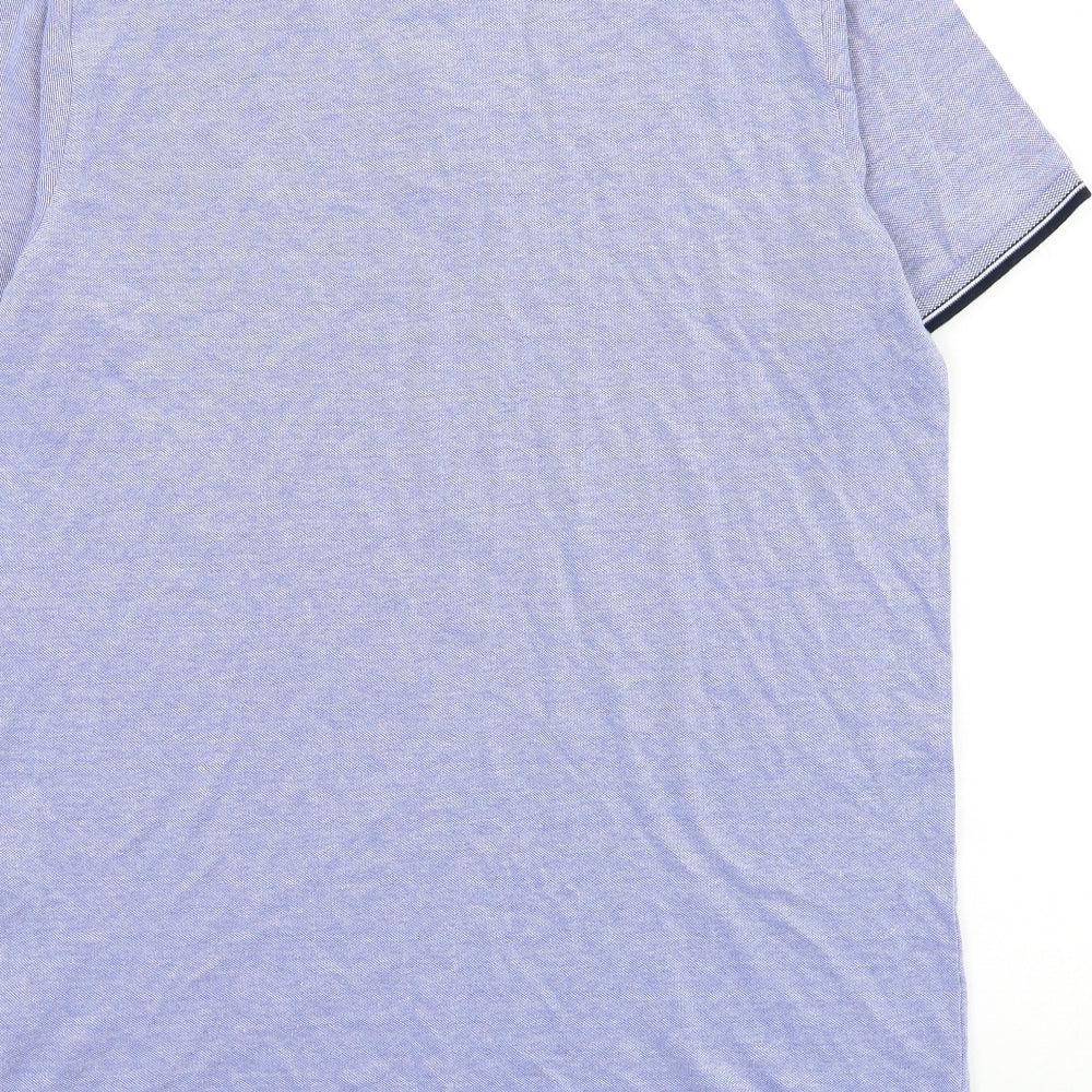 Dunnes Stores Mens Blue Cotton Polo Size L Collared Button