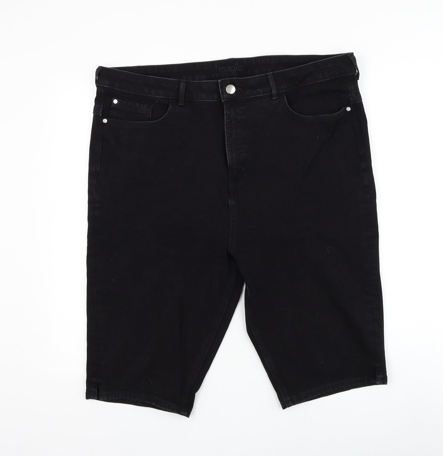 Marks and Spencer Womens Black Cotton Bermuda Shorts Size 20 L13 in Regular Zip