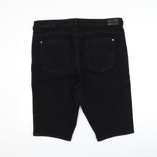 Marks and Spencer Womens Black Cotton Bermuda Shorts Size 20 L13 in Regular Zip