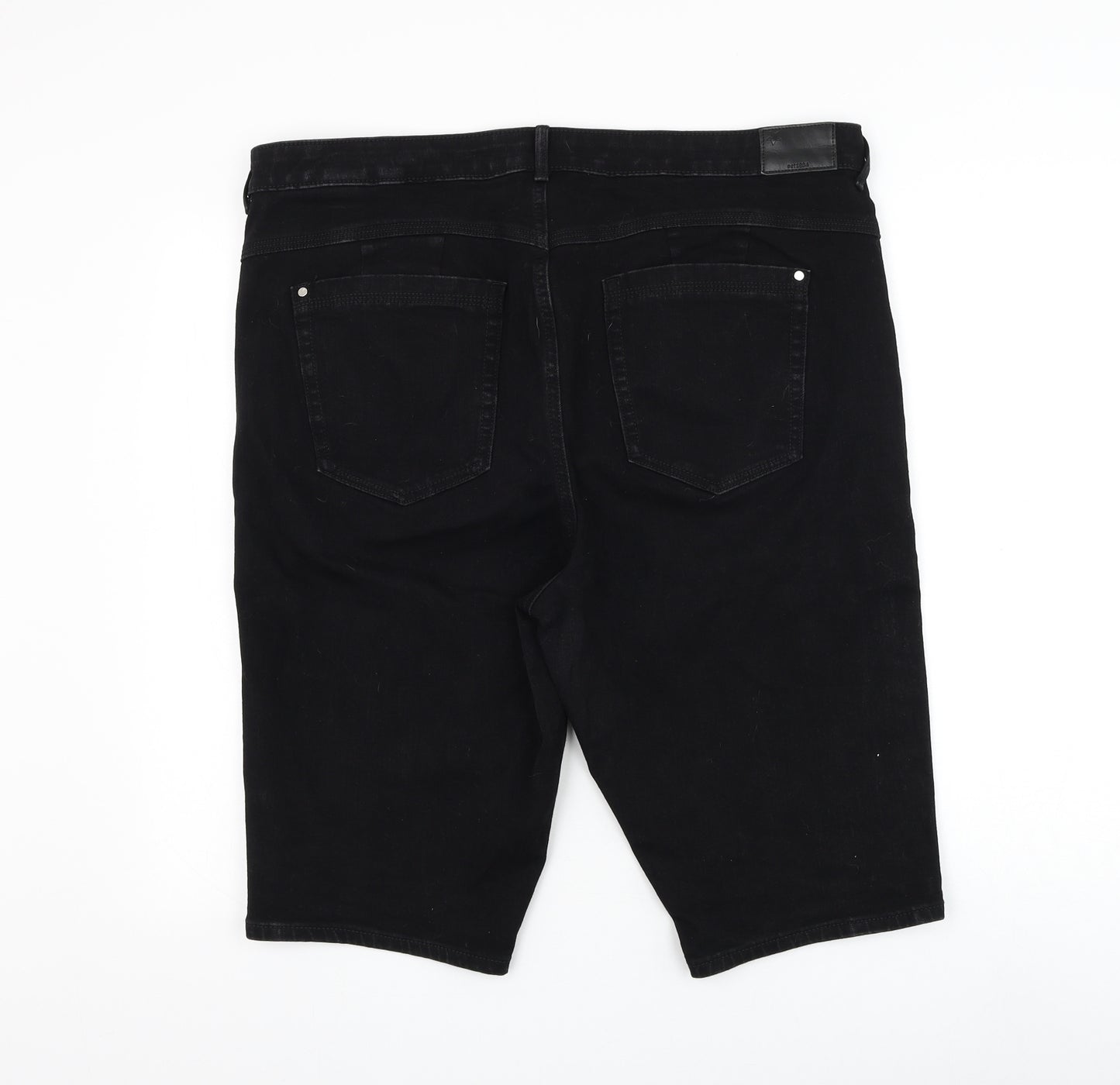 Marks and Spencer Womens Black Cotton Bermuda Shorts Size 20 L13 in Regular Zip