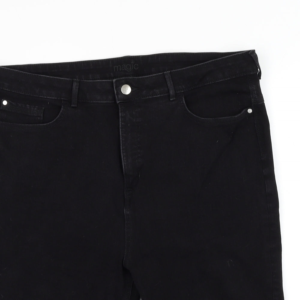 Marks and Spencer Womens Black Cotton Bermuda Shorts Size 20 L13 in Regular Zip