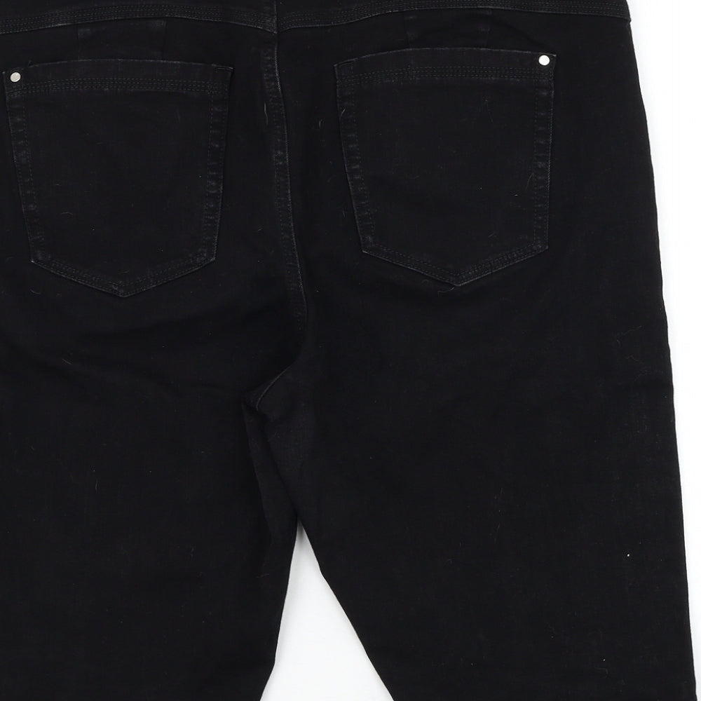 Marks and Spencer Womens Black Cotton Bermuda Shorts Size 20 L13 in Regular Zip