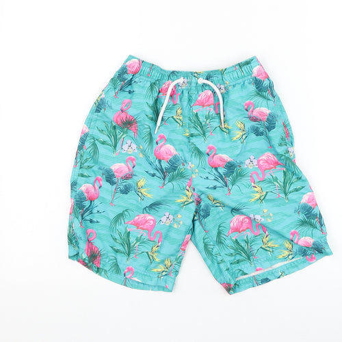 Matalan Boys Blue Geometric Polyester Sweat Shorts Size 10-11 Years Regular Drawstring - Flamingo Swim Shorts