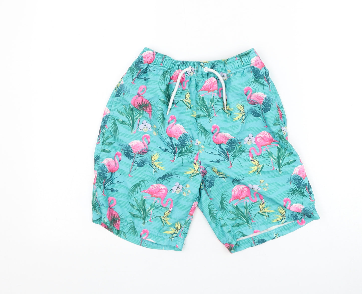 Matalan Boys Blue Geometric Polyester Sweat Shorts Size 10-11 Years Regular Drawstring - Flamingo Swim Shorts