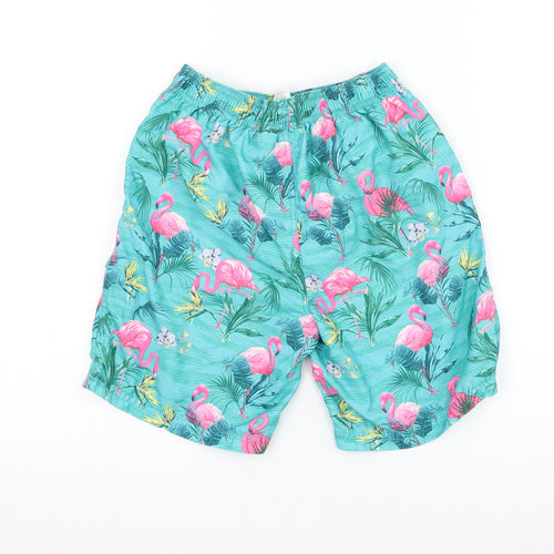 Matalan Boys Blue Geometric Polyester Sweat Shorts Size 10-11 Years Regular Drawstring - Flamingo Swim Shorts
