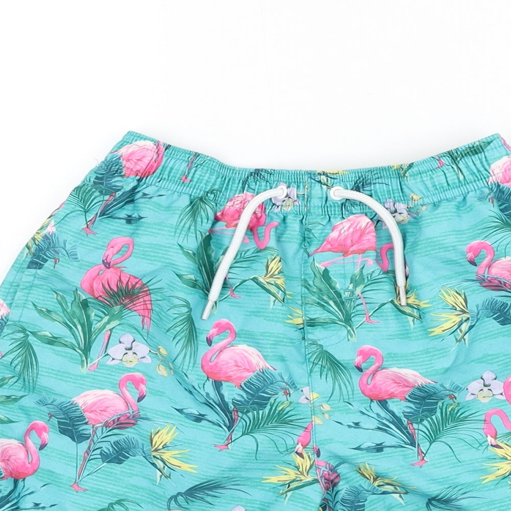 Matalan Boys Blue Geometric Polyester Sweat Shorts Size 10-11 Years Regular Drawstring - Flamingo Swim Shorts