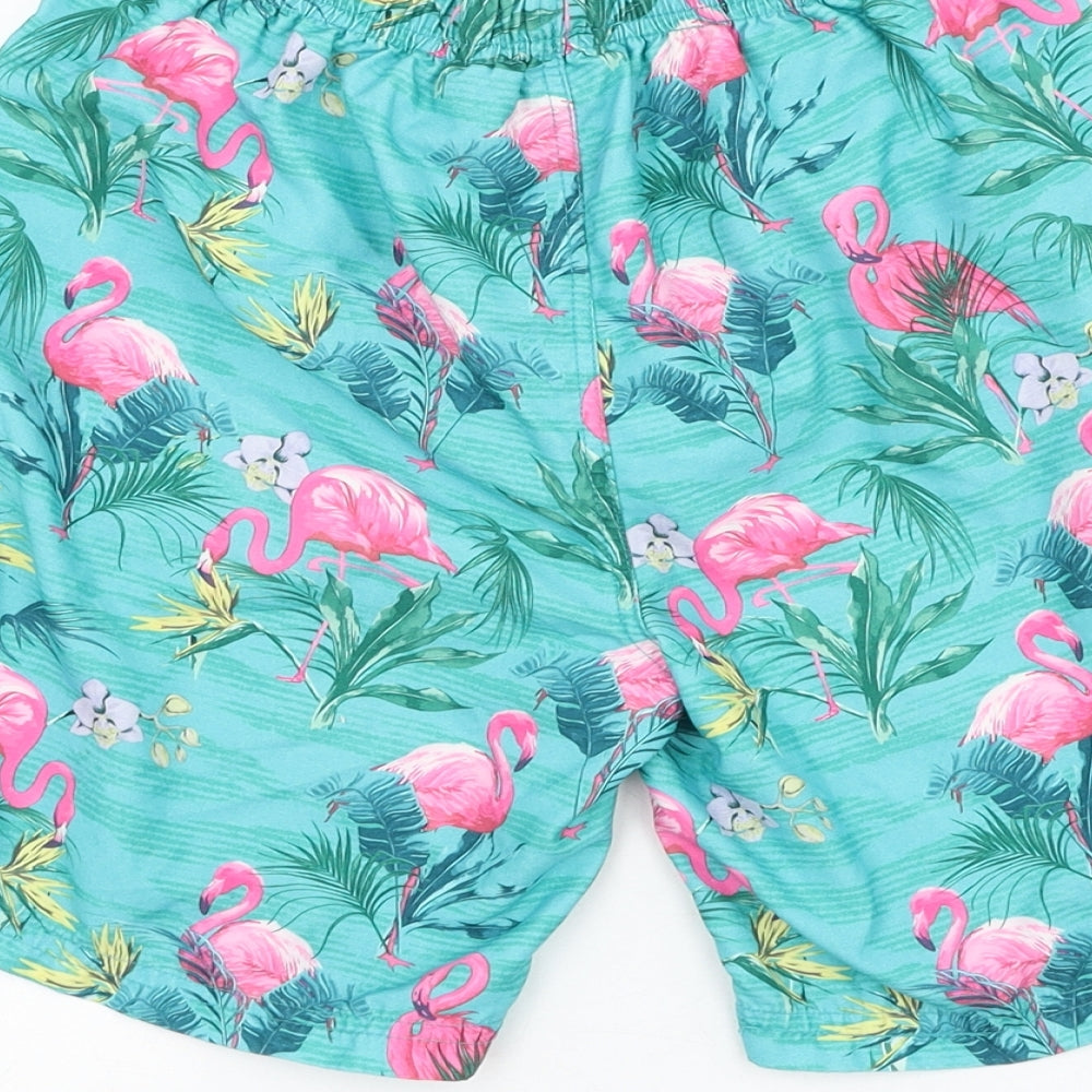 Matalan Boys Blue Geometric Polyester Sweat Shorts Size 10-11 Years Regular Drawstring - Flamingo Swim Shorts