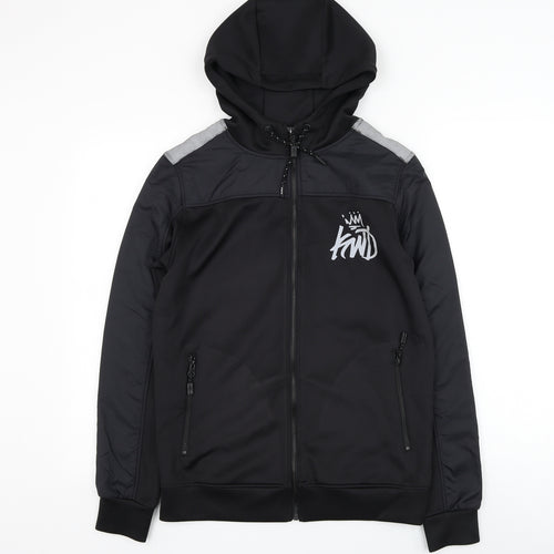 KWD Mens Black Polyester Full Zip Hoodie Size XS