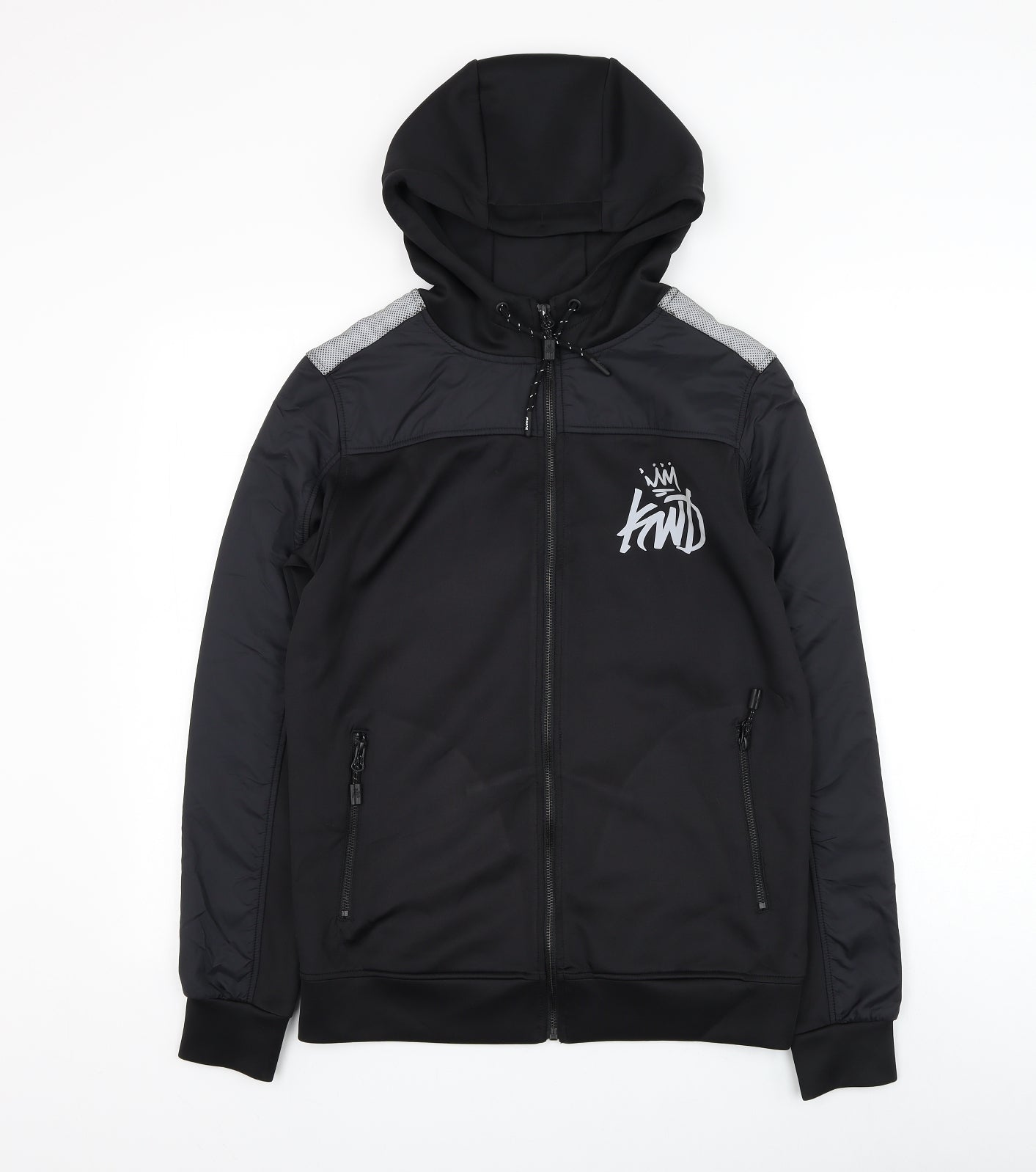 KWD Mens Black Polyester Full Zip Hoodie Size XS