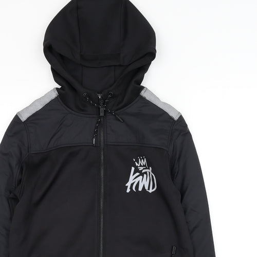 KWD Mens Black Polyester Full Zip Hoodie Size XS