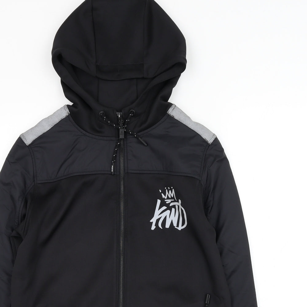 KWD Mens Black Polyester Full Zip Hoodie Size XS