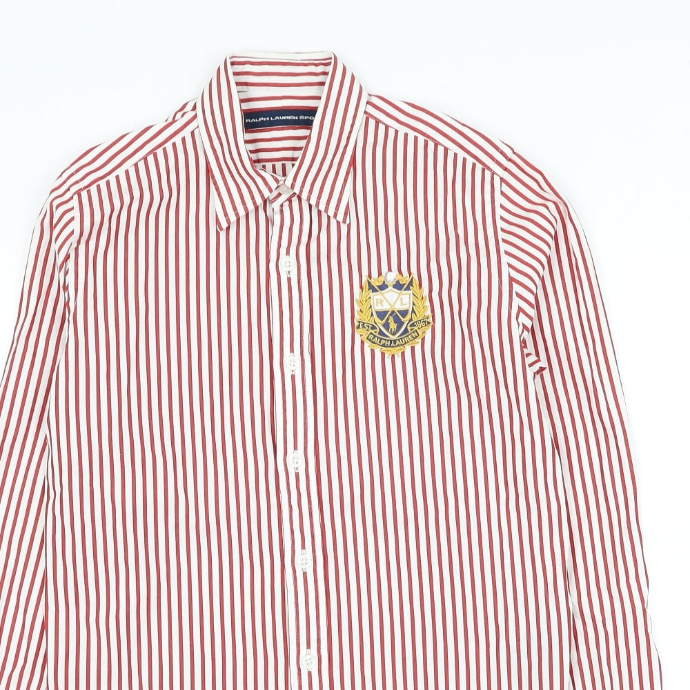 Ralph Lauren Womens Red Striped Cotton Basic Button-Up Size 6 Collared