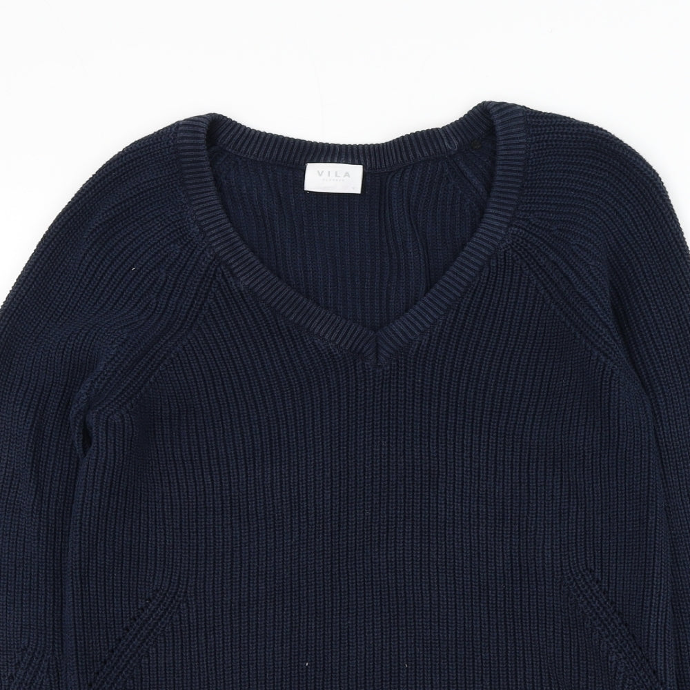 Villa Mens Blue Round Neck Cotton Pullover Jumper Size S