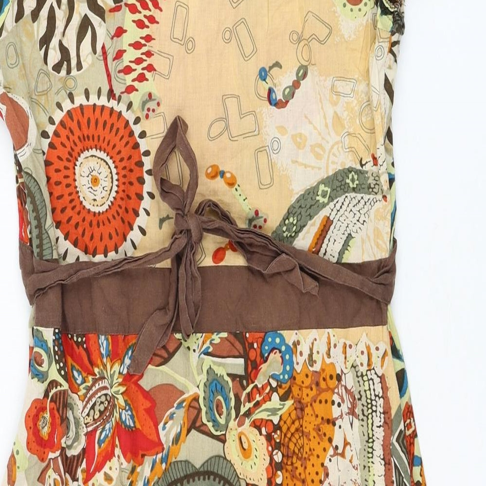 Atmosphere Womens Multicoloured Geometric Cotton Shift Size 10 V-Neck Zip