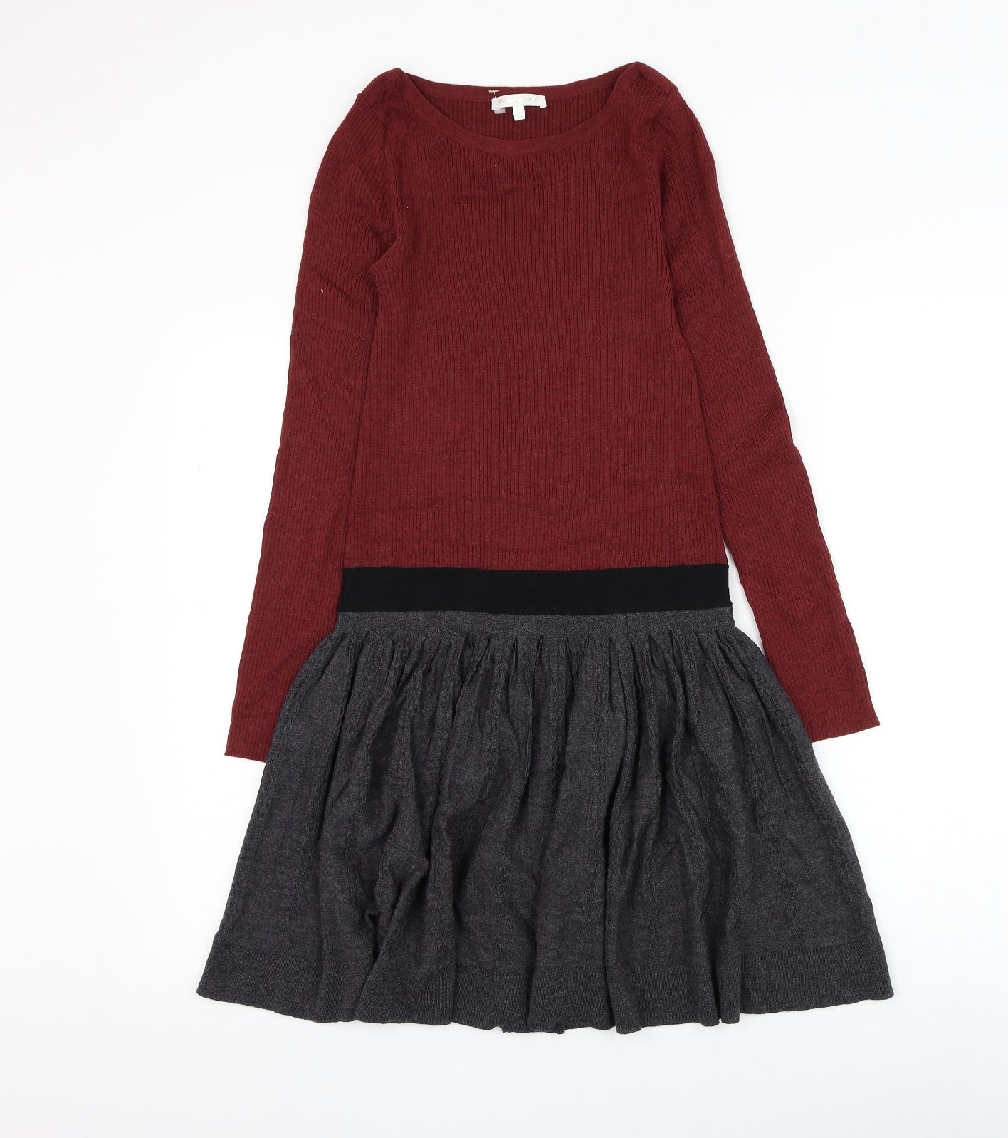 Paulie KA Girls Red Wool Jumper Dress Size 9 Years Round Neck Pullover