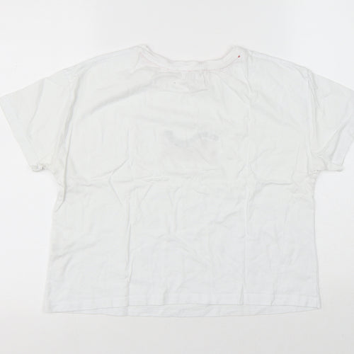 New Look Womens White Cotton Jersey T-Shirt Size S Round Neck - Sausage Dog