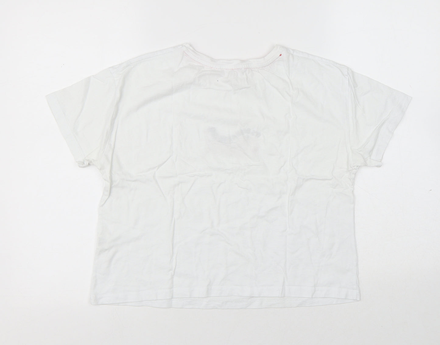 New Look Womens White Cotton Jersey T-Shirt Size S Round Neck - Sausage Dog