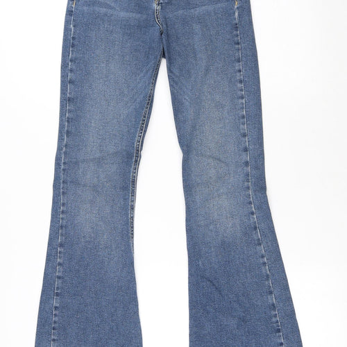 Topshop Womens Blue Cotton Flared Jeans Size 26 in L32 in Regular Button
