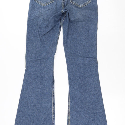 Topshop Womens Blue Cotton Flared Jeans Size 26 in L32 in Regular Button