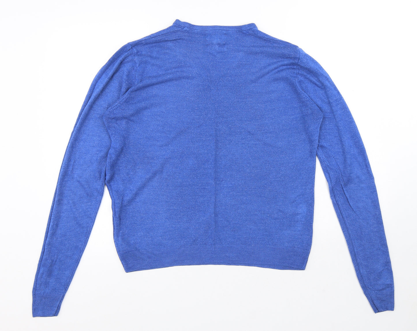 Marks and Spencer Mens Blue V-Neck Acrylic Pullover Jumper Size M