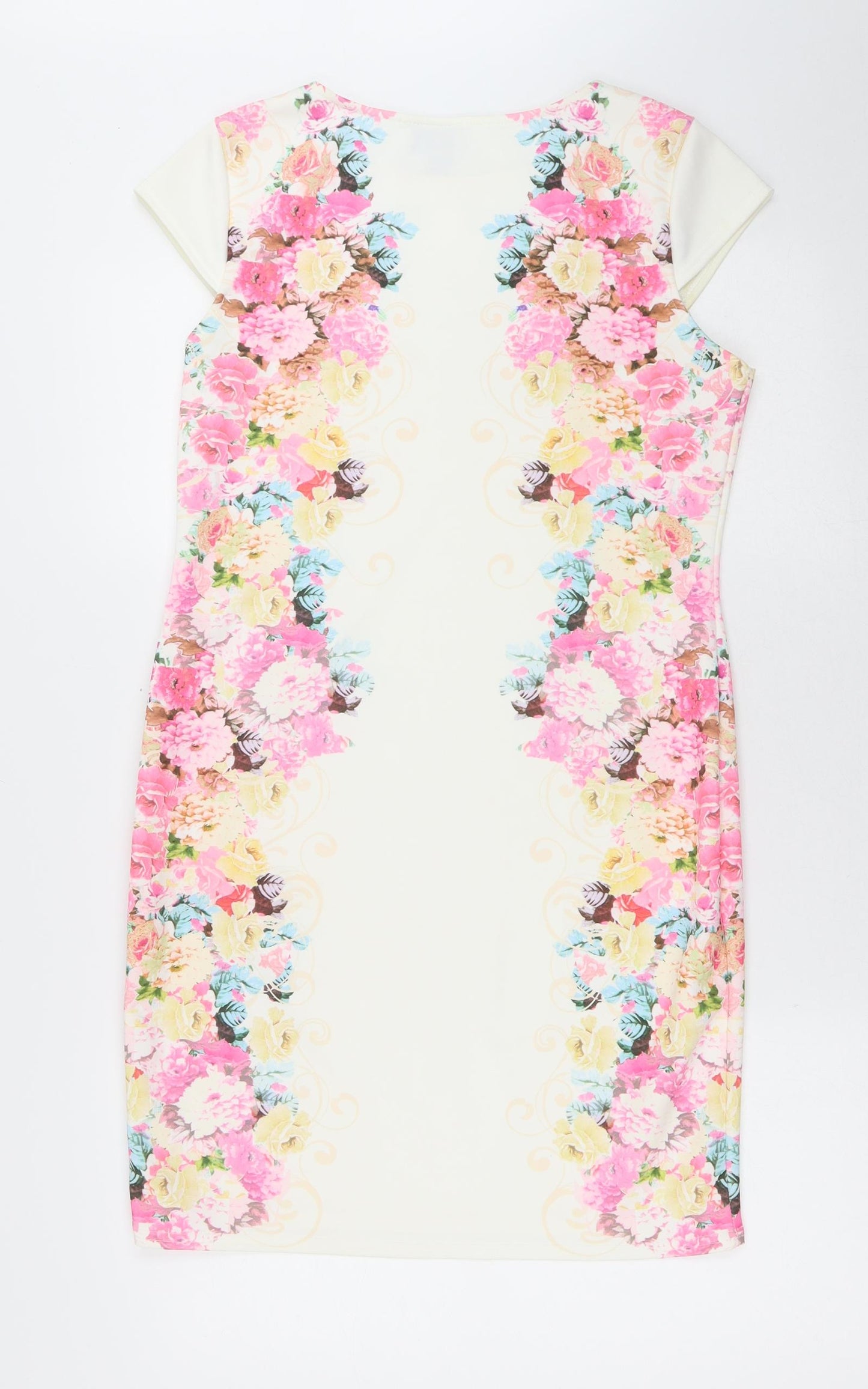 IZABEL Womens Multicoloured Floral Polyester A-Line Size 14 Round Neck - Flowers