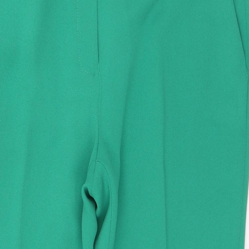 NEXT Womens Green Polyester Trousers Size 12 L23 in Regular Button - Cropped