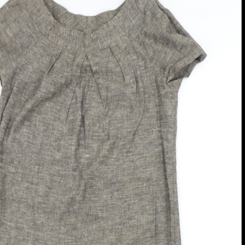 Atmosphere Womens Brown Linen A-Line Size 10 Round Neck