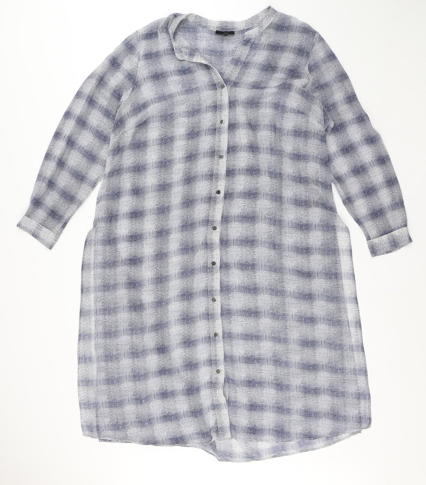 Live Unlimited Womens Multicoloured Plaid Polyester Basic Button-Up Size 20 V-Neck - Longline