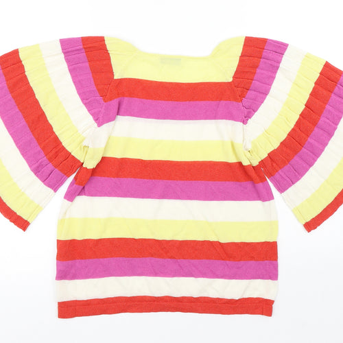 Gallery Womens Multicoloured Striped Viscose Basic T-Shirt Size S Round Neck