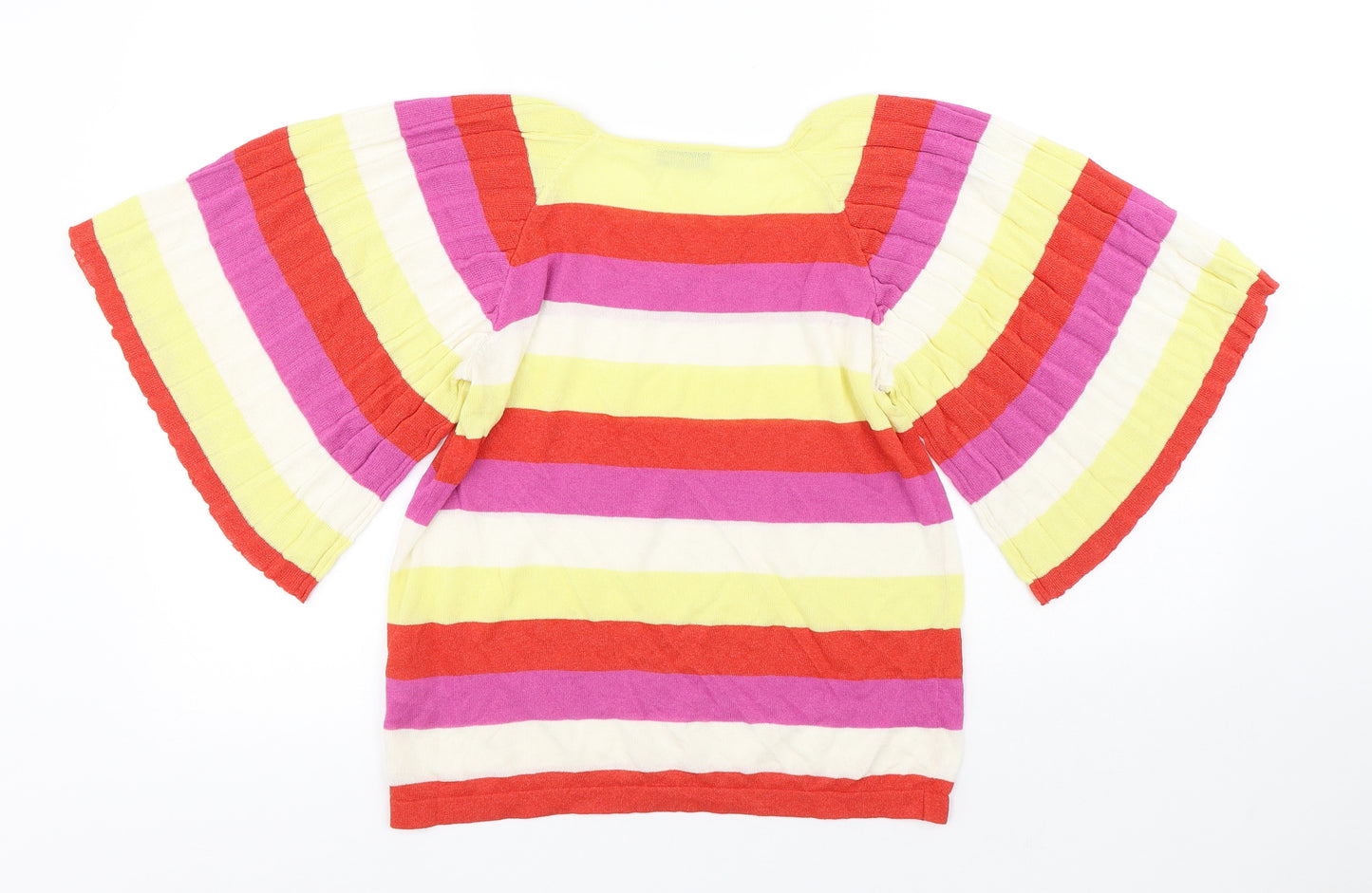 Gallery Womens Multicoloured Striped Viscose Basic T-Shirt Size S Round Neck