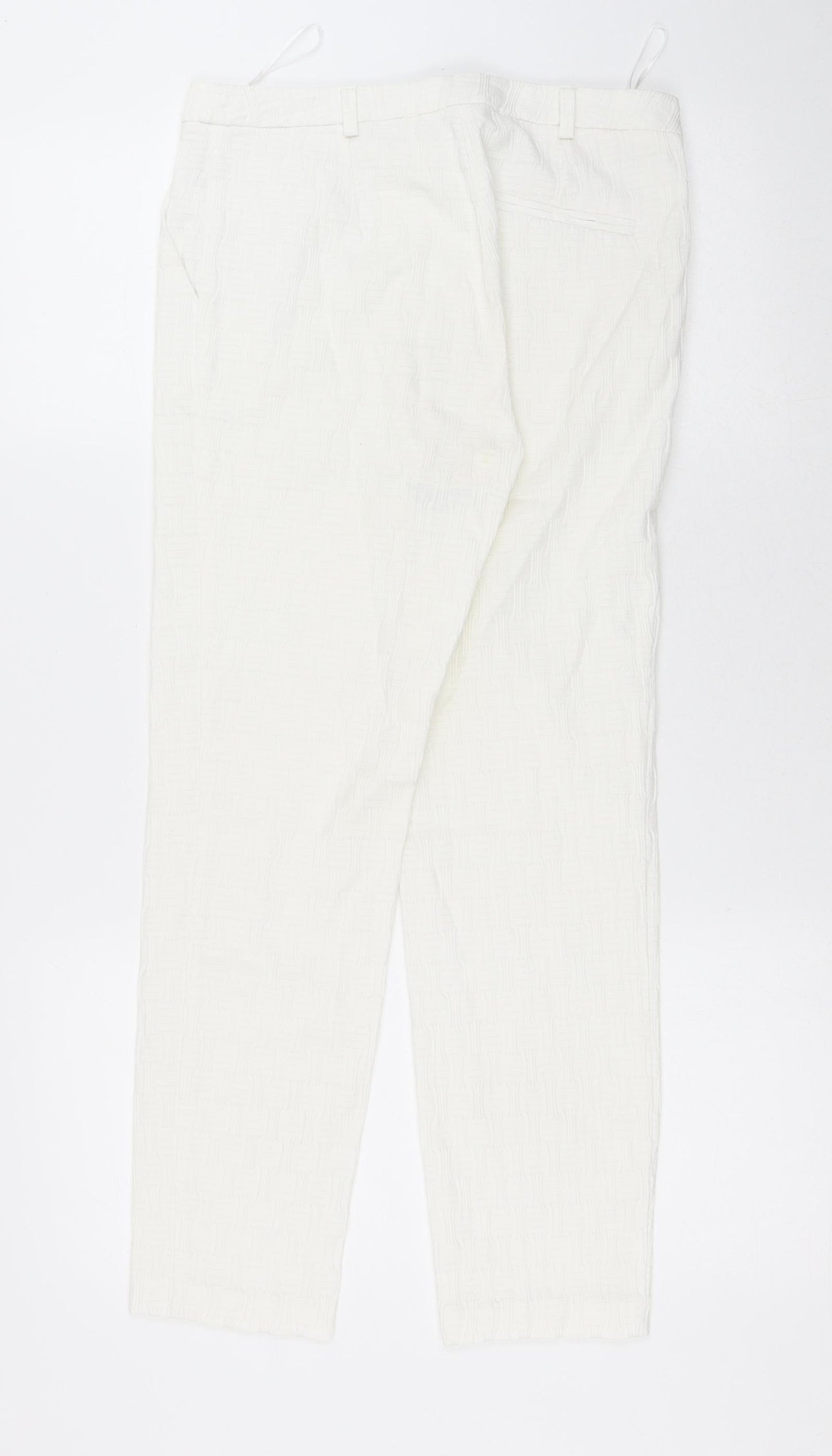 Topshop Womens White Polyester Trousers Size 8 L26 in Regular Hook & Eye