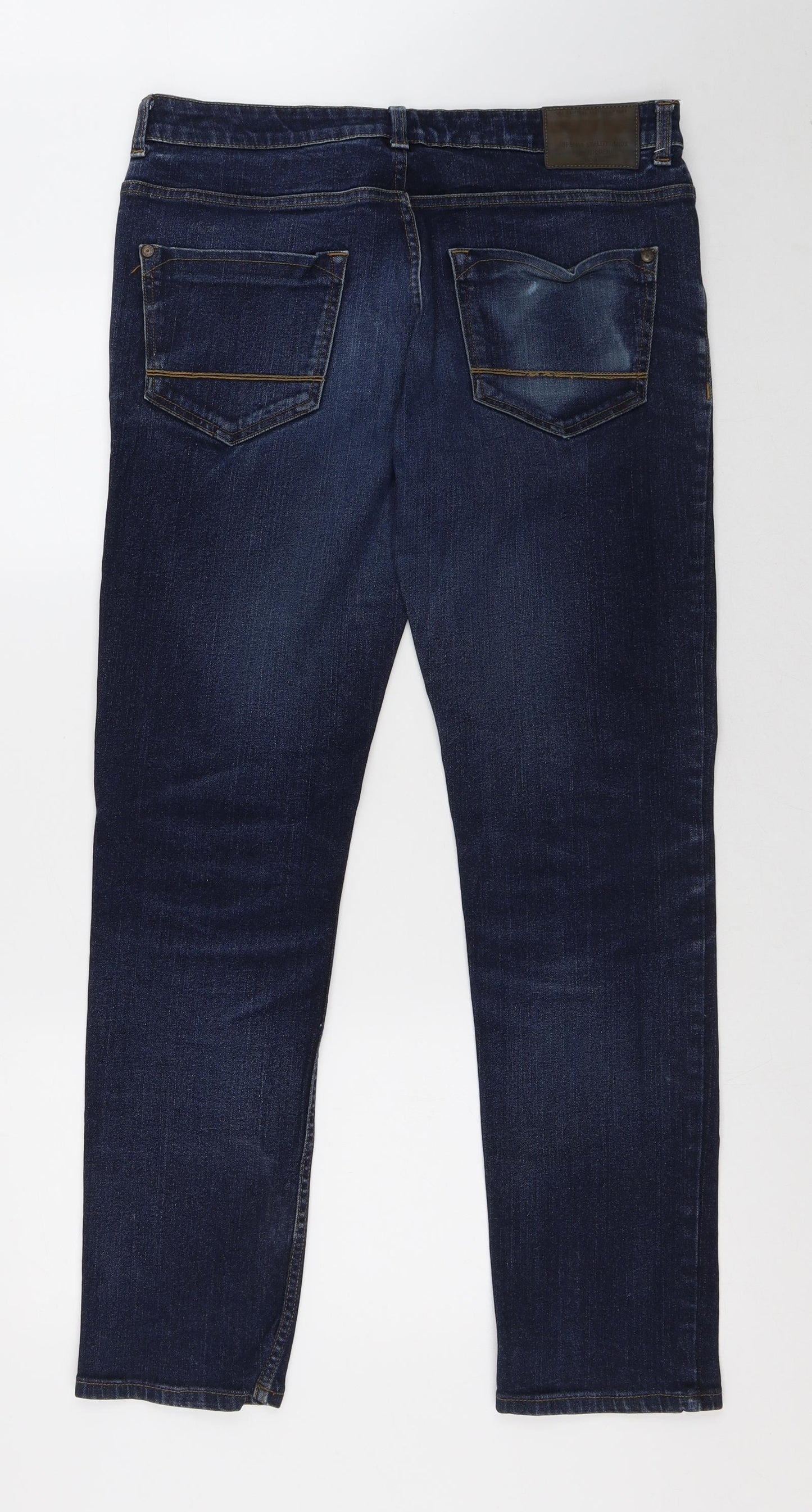 Denim Co Mens Blue Cotton Straight Jeans Size 34 in L32 in Regular Button