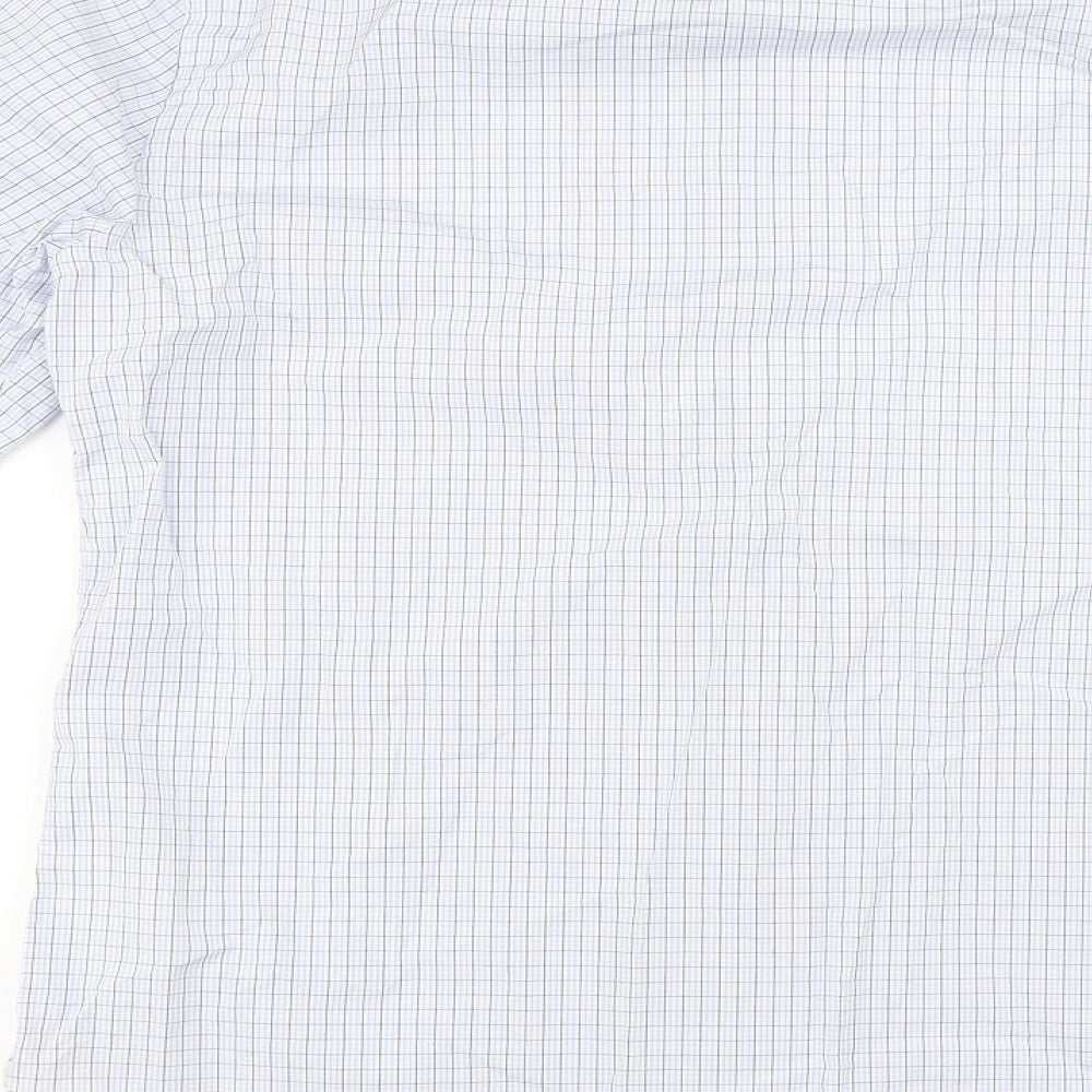 PINK Mens Blue Check Cotton Dress Shirt Size 16 Collared Button