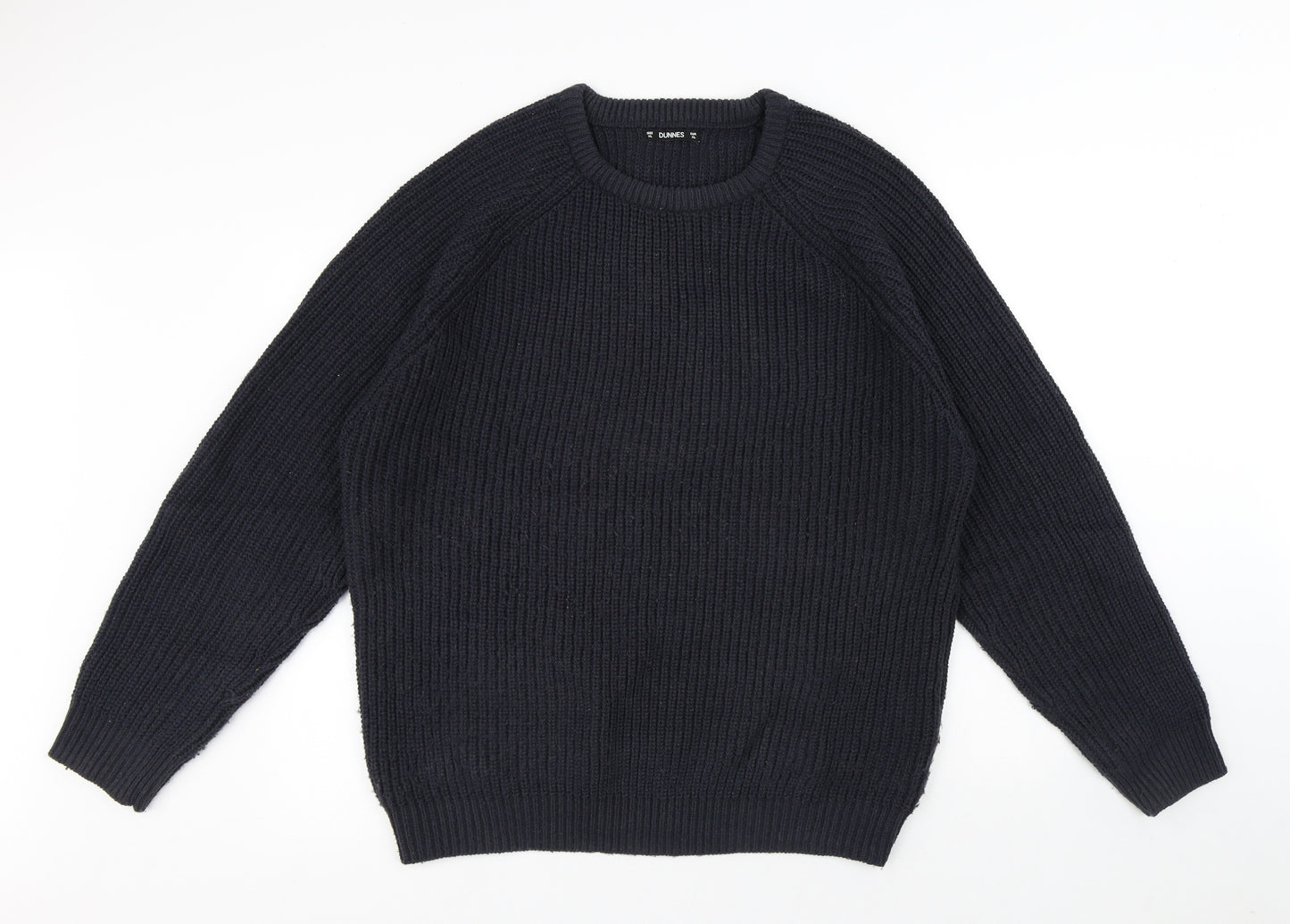 Dunnes Stores Mens Blue Round Neck Acrylic Pullover Jumper Size XL