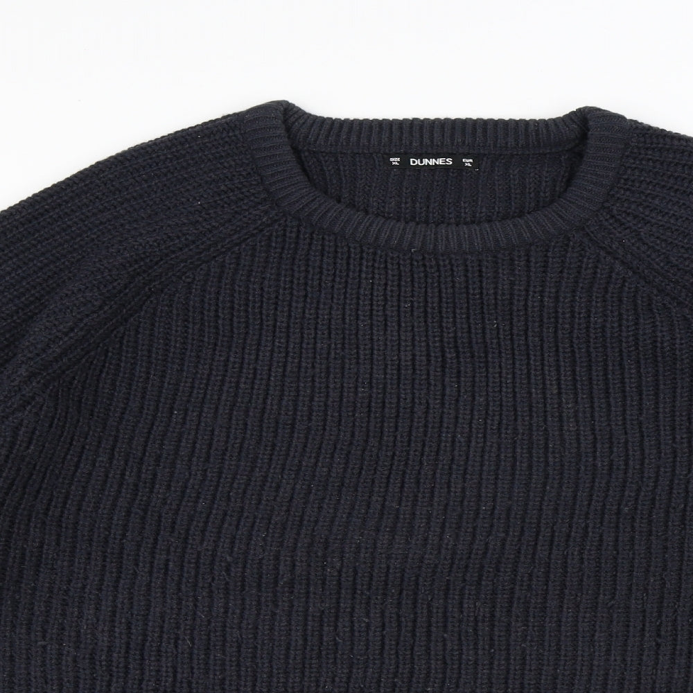 Dunnes Stores Mens Blue Round Neck Acrylic Pullover Jumper Size XL