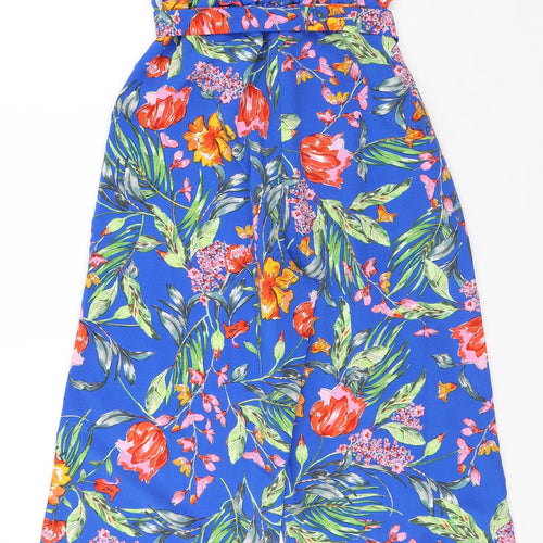 Primark Womens Blue Floral Polyester Playsuit One-Piece Size 8 - Flowers