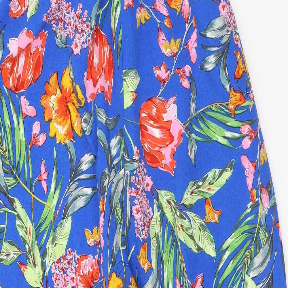 Primark Womens Blue Floral Polyester Playsuit One-Piece Size 8 - Flowers