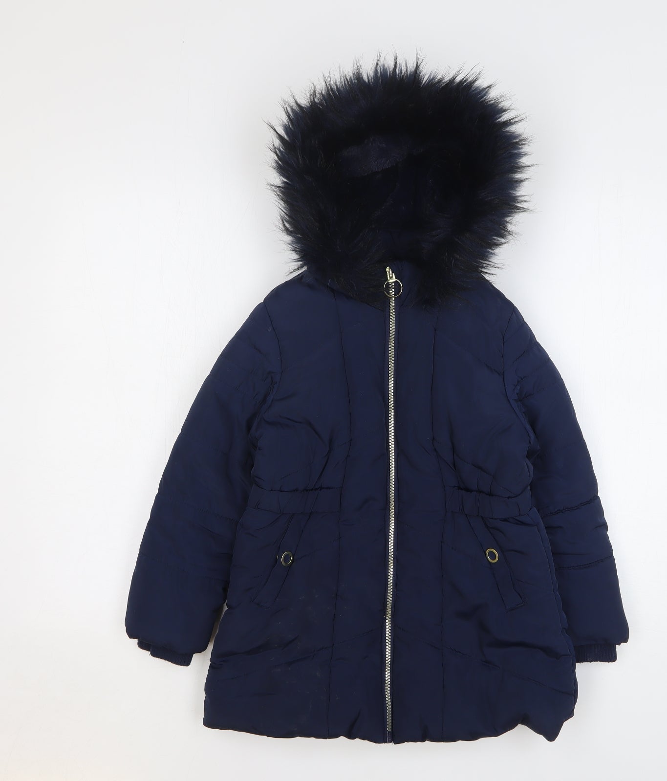 TU Girls Blue Parka Coat Size 5-6 Years Zip