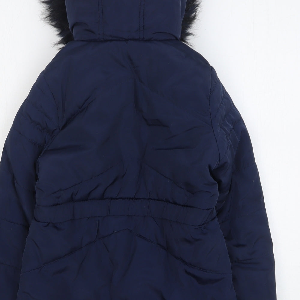 TU Girls Blue Parka Coat Size 5-6 Years Zip