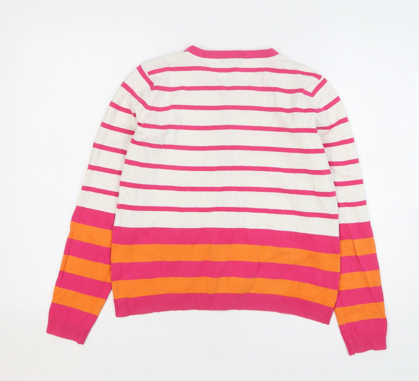 Papaya Womens Multicoloured Round Neck Striped Cotton Cardigan Jumper Size 14