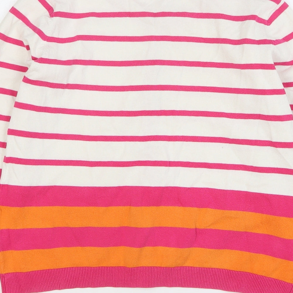 Papaya Womens Multicoloured Round Neck Striped Cotton Cardigan Jumper Size 14