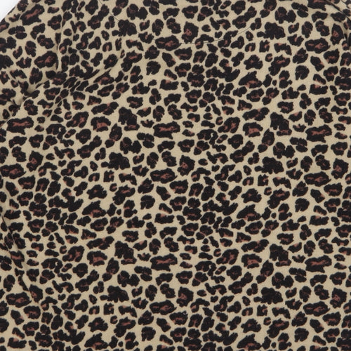 TU Womens Beige Round Neck Animal Print Polyester Pullover Jumper Size 14 - Leopard Print