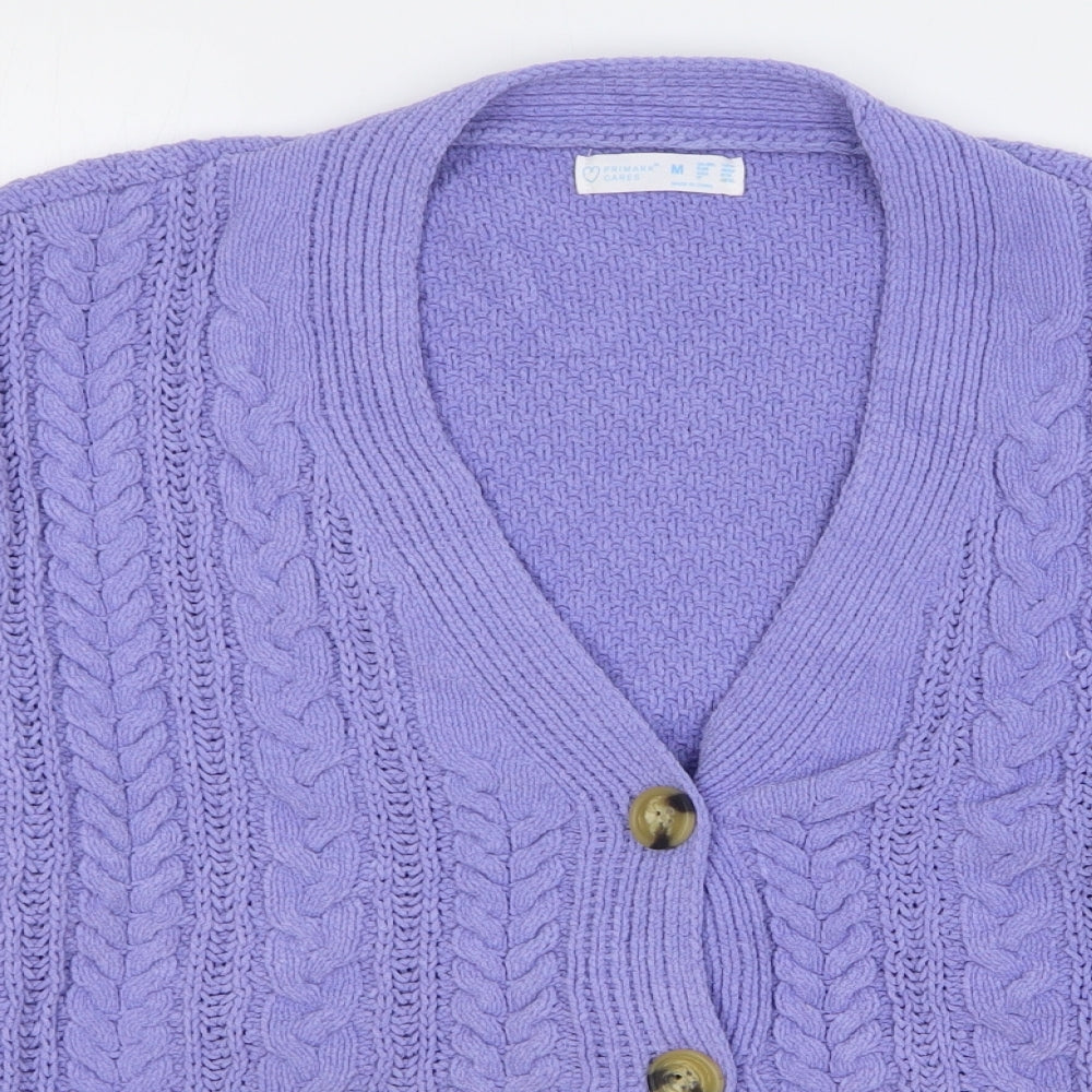 Primark Womens Purple V-Neck Polyester Cardigan Jumper Size 12