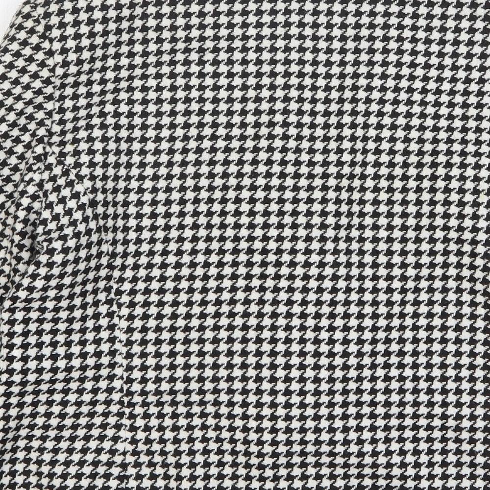 Zeki Womens Black Houndstooth Polyester Jacket Blazer Size 16