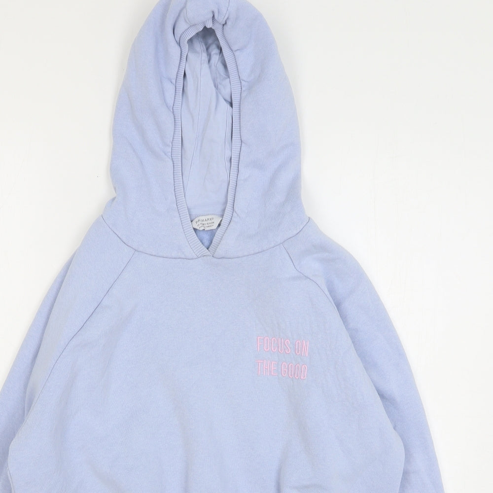 Primark Girls Blue Cotton Pullover Hoodie Size 13-14 Years Pullover - Cropped