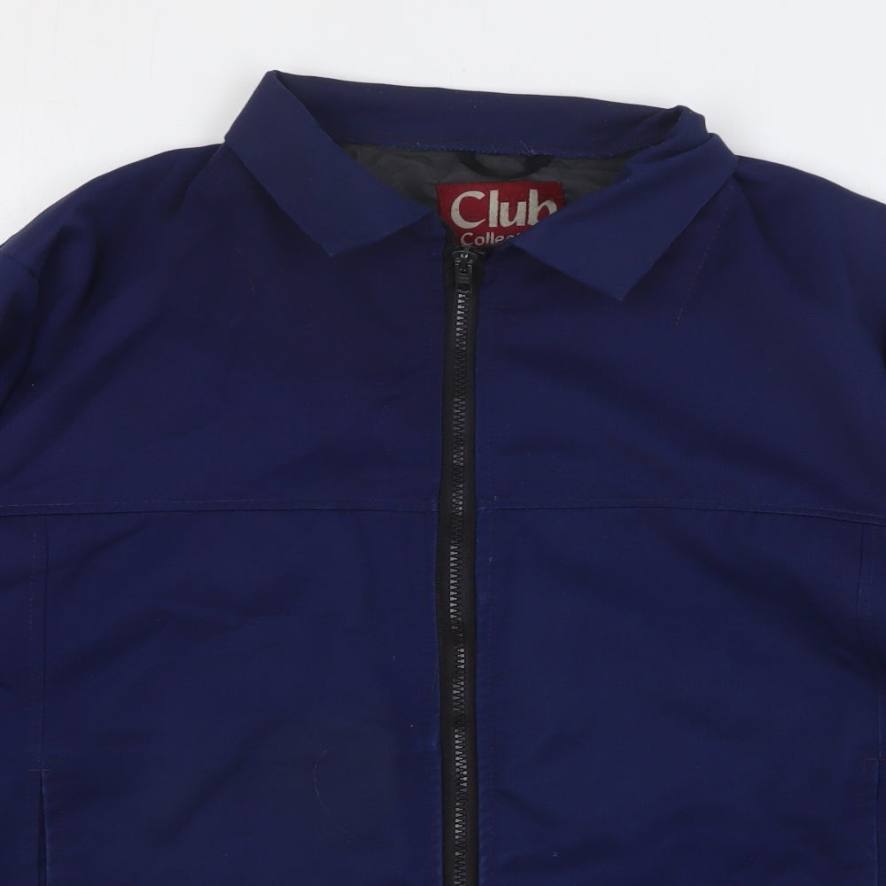 Club Collection Mens Blue Bomber Jacket Jacket Size L Zip