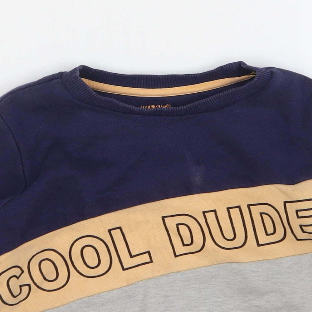 F&F Boys Multicoloured Colourblock Cotton Pullover Sweatshirt Size 3-4 Years Pullover - Cool Dude